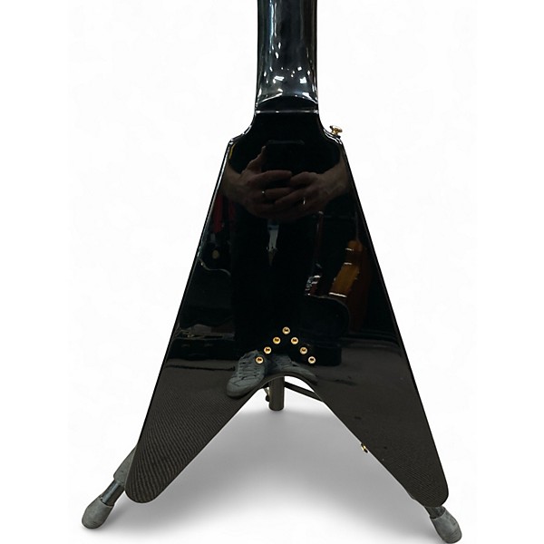 Used 2000 Epiphone 58 Korina Flying V 7 string Black Solid Body Electric Guitar