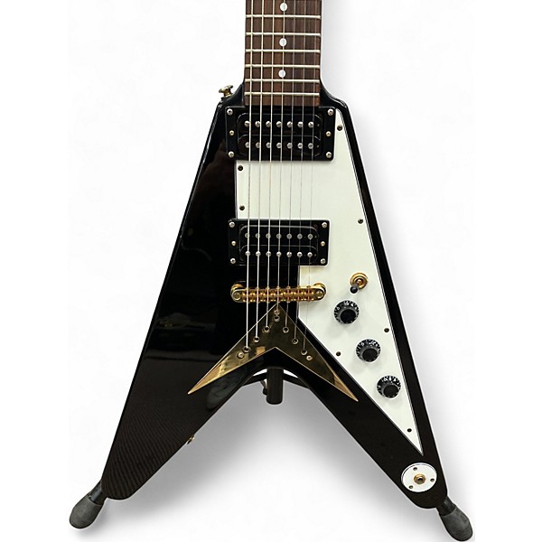 Used 2000 Epiphone 58 Korina Flying V 7 string Black Solid Body Electric Guitar