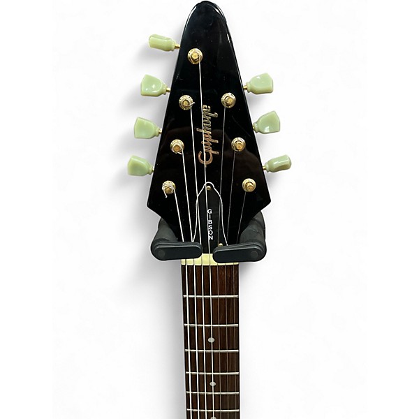 Used 2000 Epiphone 58 Korina Flying V 7 string Black Solid Body Electric Guitar