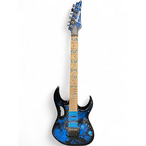 Used 2019 Ibanez JEM77FP Steve Vai Signature Blue Floral Pattern Solid Body Electric Guitar