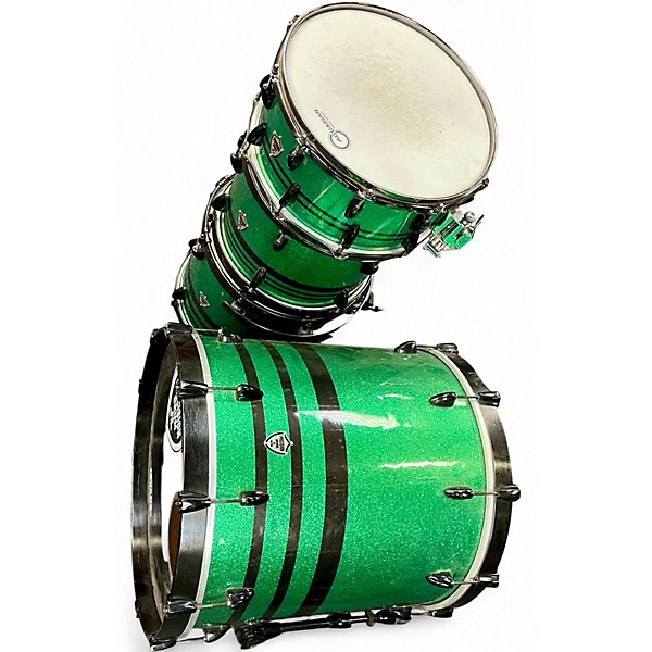 Used PRECISION DRUM CO 4 Piece PRECISION DRUM CO Green Drum Kit