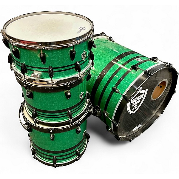 Used PRECISION DRUM CO 4 Piece PRECISION DRUM CO Green Drum Kit