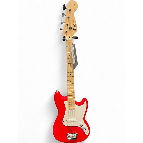 Used Squier Bronco Red Electric Bass Guitar