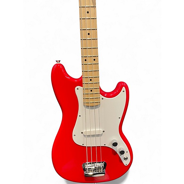 Used Squier Bronco Red Electric Bass Guitar