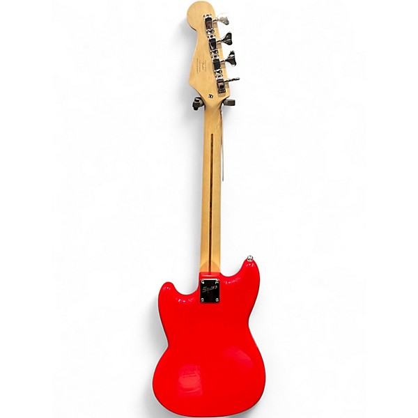 Used Squier Bronco Red Electric Bass Guitar