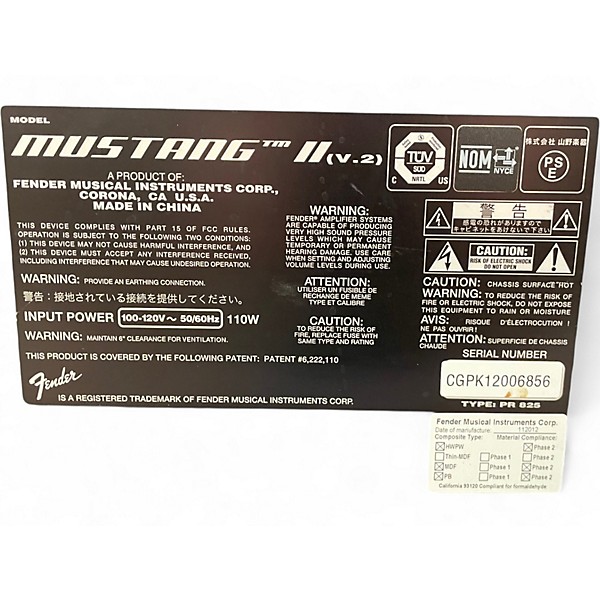 Used Fender Mustang II 40W 1x12 Guitar Combo Amp