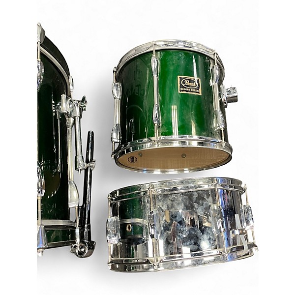 Used Pearl 5 Piece Export Emerald Green Drum Kit