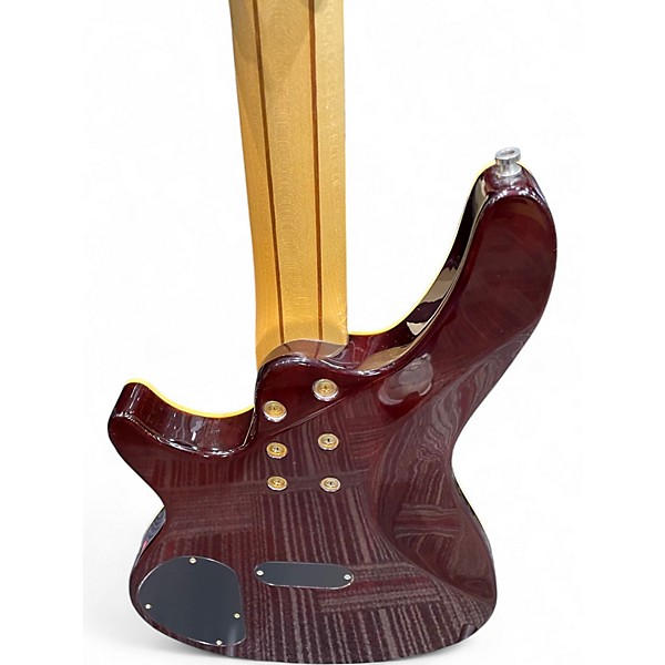 Used Schecter Guitar Research C4 4 String Red Flame Top Electric Bass Guitar