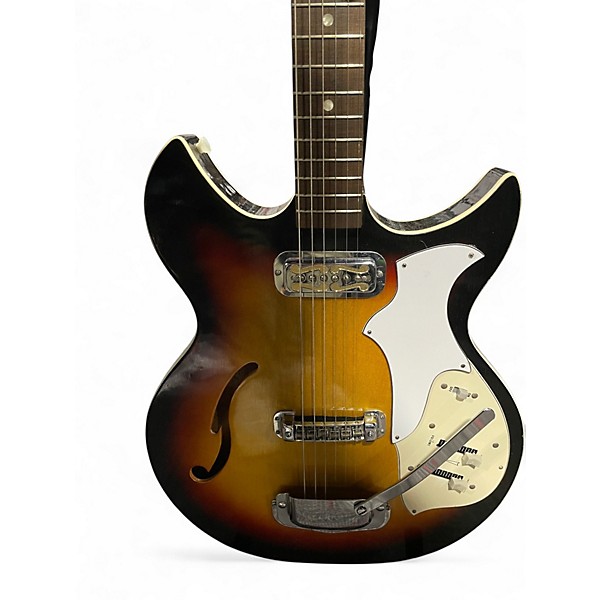 Vintage 1960s Harmony H-81 Rebel 3 Color Sunburst Hollow Body Electric Guitar