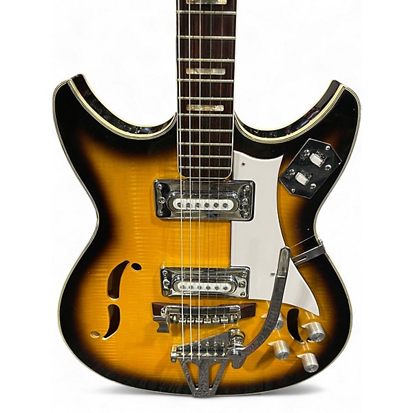 Vintage 1960s Tiesco Imperial 2 Color Sunburst Hollow Body Electric Guitar