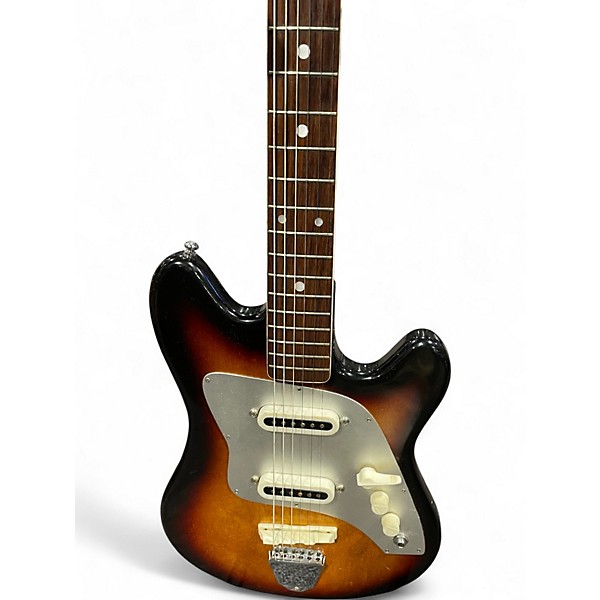 Vintage 1960s Kent Polaris 3 Tone Sunburst Solid Body Electric Guitar