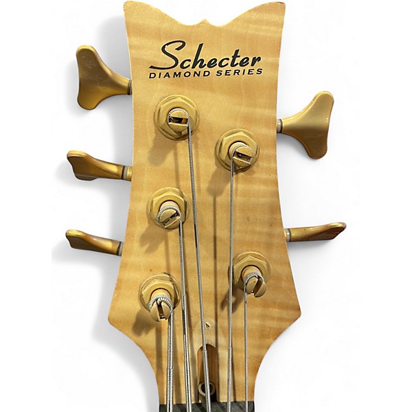 Used Schecter Guitar Research Stiletto Custom 5 String Natural Electric Bass Guitar