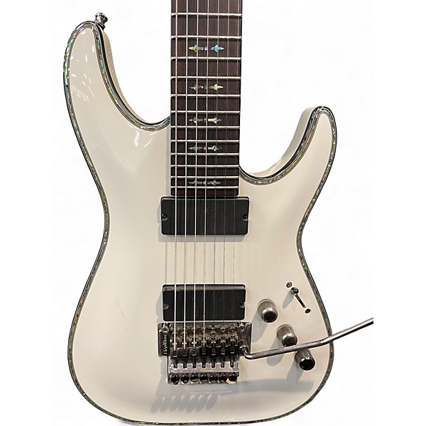 Used Schecter Guitar Research Hellraiser C7 Floyd Rose White Solid Body Electric Guitar