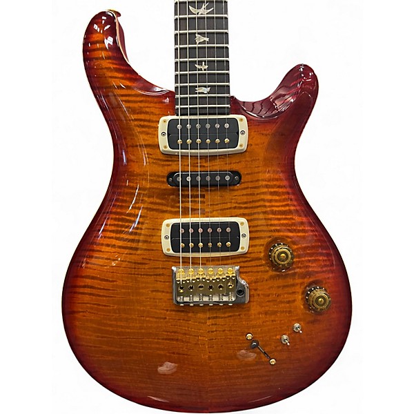 Used 2024 PRS MODERN EAGLE V 10 TOP FLAME Cherry Sunburst Solid Body Electric Guitar