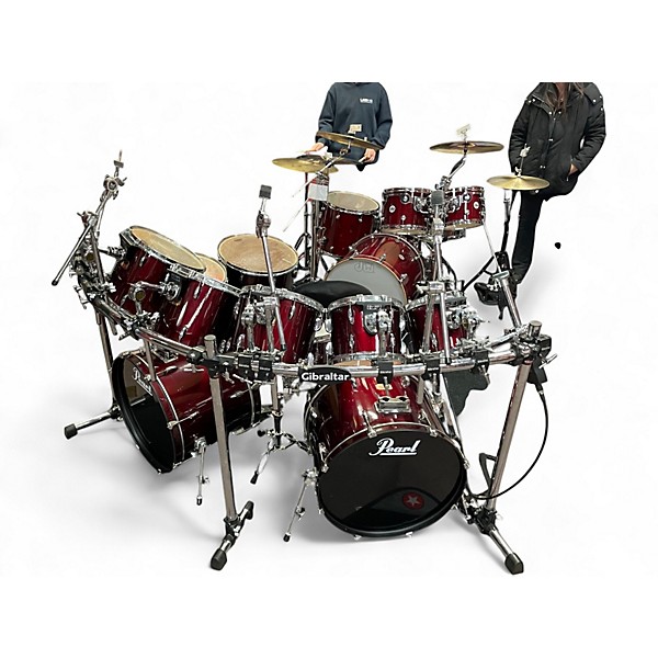 Used Pearl 9 Piece Export Wine Red Drum Kit