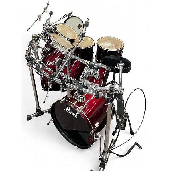 Used Pearl 9 Piece Export Wine Red Drum Kit