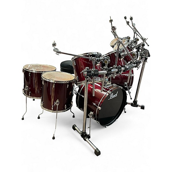 Used Pearl 9 Piece Export Wine Red Drum Kit