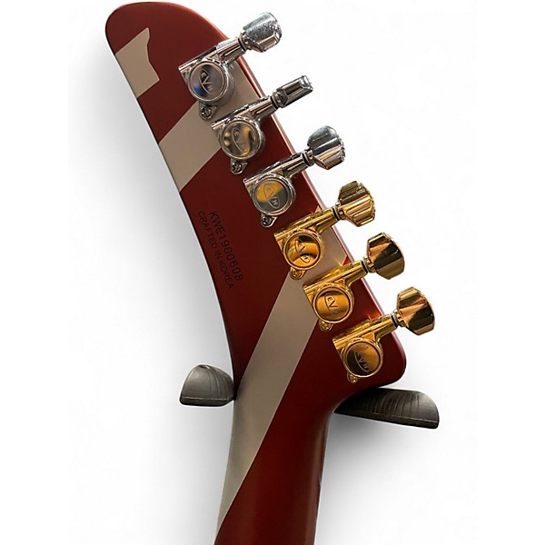 Used EVH Striped Series Shark Red with Black and White Stripes Solid Body Electric Guitar