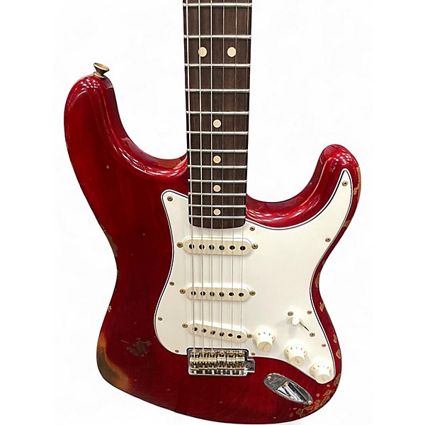 Used 2022 Fender 1963 Heavy Relic Stratocaster Custom Shop Crimson Transparent Solid Body Electric Guitar