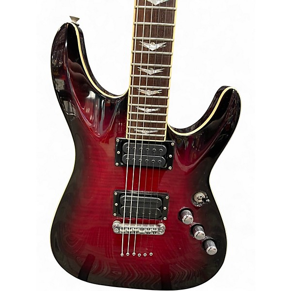 Used Schecter Guitar Research C1+ Diamond Series Burgundy Solid Body Electric Guitar