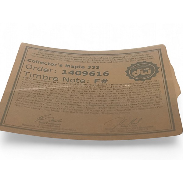 Used DW 14X6.5 Collector's Series Maple Snare GLOSS BLACK 333 Drum