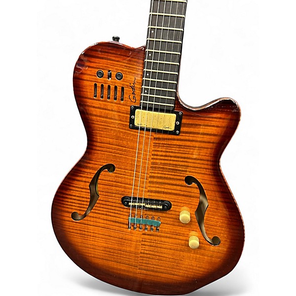 Used Godin Multiac Jazz SA Maple Flame Hollow Body Electric Guitar