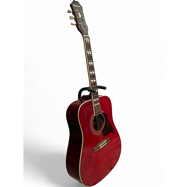 Used Epiphone Hummingbird Artist Candy Apple Red Acoustic Guitar