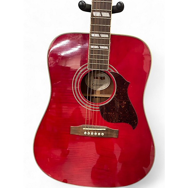 Used Epiphone Hummingbird Artist Candy Apple Red Acoustic Guitar