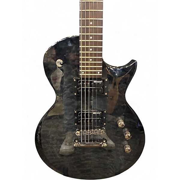 Used 2012 ESP EC-100QM Trans Black Solid Body Electric Guitar