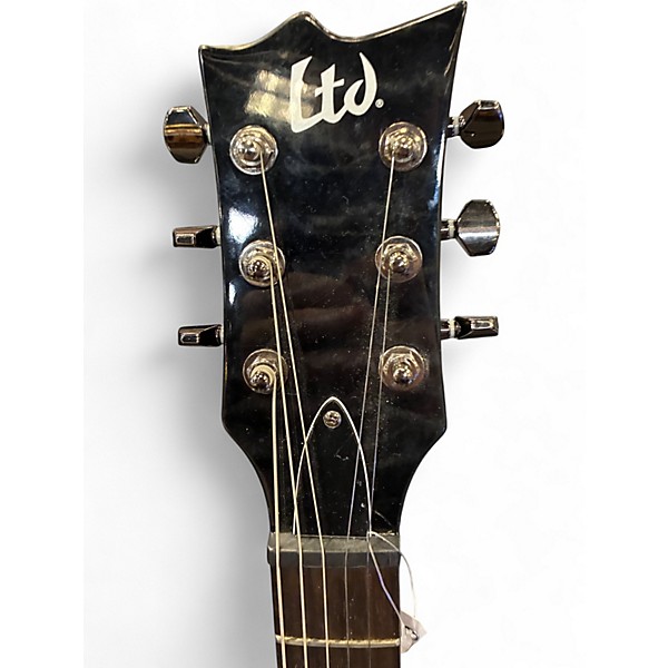 Used 2012 ESP EC-100QM Trans Black Solid Body Electric Guitar