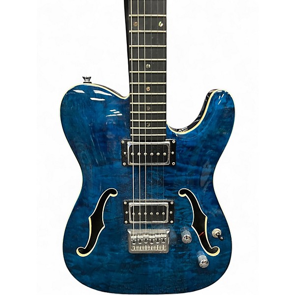 Used Harley Benton TE-90QM HH BLUE QUILT Solid Body Electric Guitar