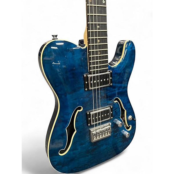 Used Harley Benton TE-90QM HH BLUE QUILT Solid Body Electric Guitar