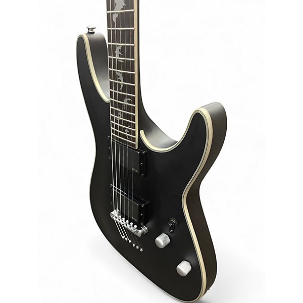 Used Schecter Guitar Research Damien Platinum Flat Black Solid Body Electric Guitar