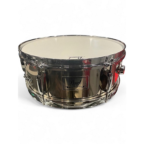 Used Pearl 14in student snare drum and bell kit Silver Drum