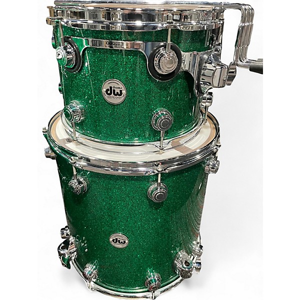 Used DW 3 Piece SSC Collector's Series Green Sparkle Drum Kit