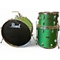 Used Pearl 3 Piece Down Beat Green Sparkle Rewrap Drum Kit thumbnail
