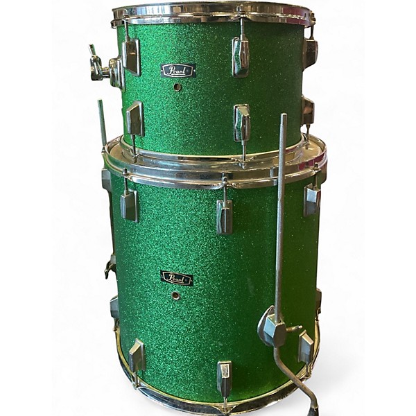 Used Pearl 3 Piece Down Beat Green Sparkle Rewrap Drum Kit