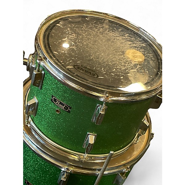 Used Pearl 3 Piece Down Beat Green Sparkle Rewrap Drum Kit