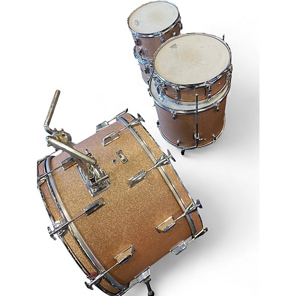 Used Pearl 5 Piece DOWN BEAT CHAMPAGNE SPARKLE REWRAP Drum Kit