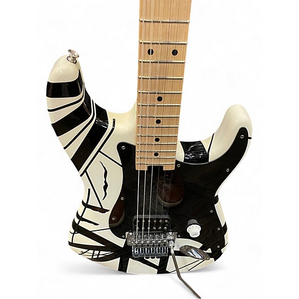 Used EVH Striped Series Black and White Solid Body Electric Guitar