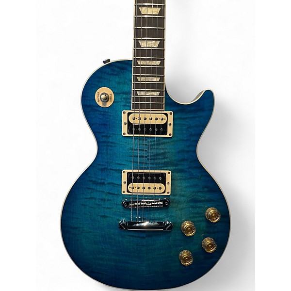 Used 2022 Gibson LES PAUL TRADITIONAL PRO V AAA FLAME TOP  Ocean Water Perimeter Solid Body Electric Guitar