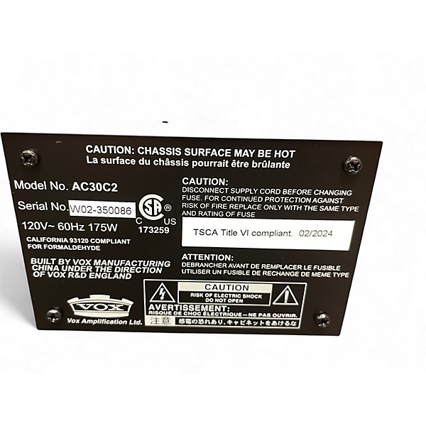 Used VOX AC30C2 2x12 30W Tube Guitar Combo Amp