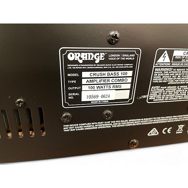 Used Orange Amplifiers Crush Bass 100 Bass Combo Amp