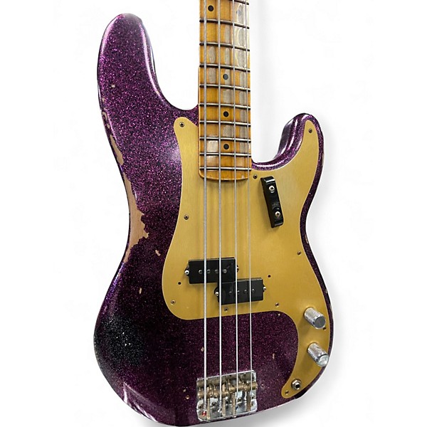Used Fender CUSTOM SHOP 58 P BASS HEAVY RELIC MAGENTA SPARKLE Electric Bass Guitar