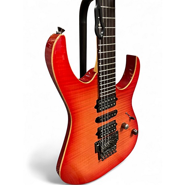 Used 2001 Ibanez PRESTIGE RG2680 Deep Red Flame Top Solid Body Electric Guitar