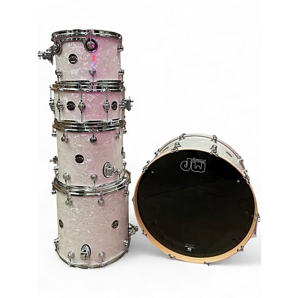 Used DW 5 Piece Performance Series White Marine Drum Kit