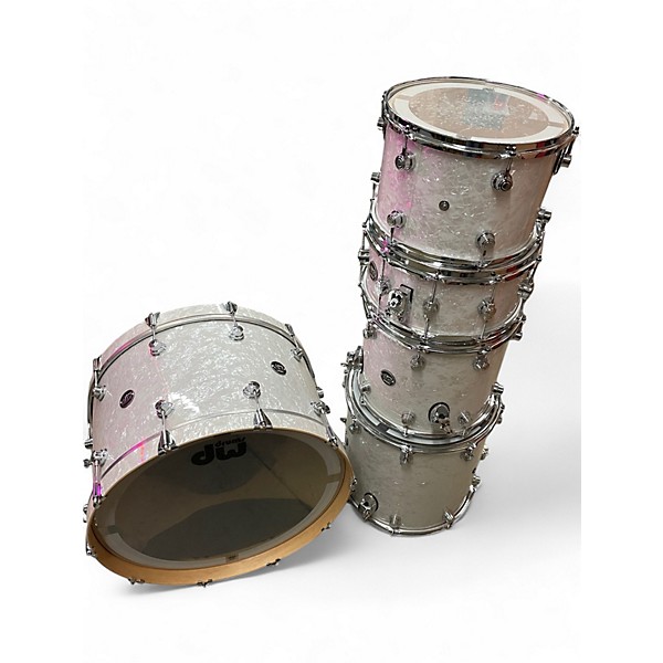 Used DW 5 Piece Performance Series White Marine Drum Kit