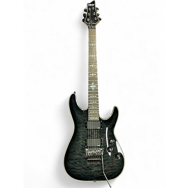 Used Schecter Guitar Research Damien Elite 6 Floyd Rose See-Thru Black Solid Body Electric Guitar