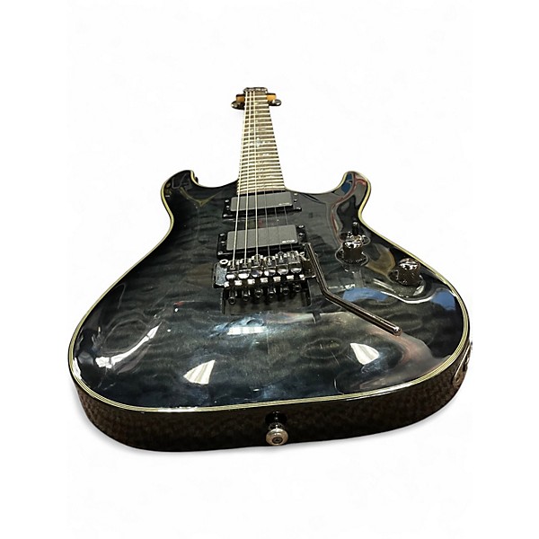 Used Schecter Guitar Research Damien Elite 6 Floyd Rose See-Thru Black Solid Body Electric Guitar