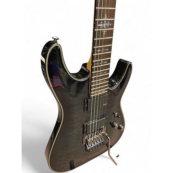 Used Schecter Guitar Research Damien Elite 6 Floyd Rose See-Thru Black Solid Body Electric Guitar